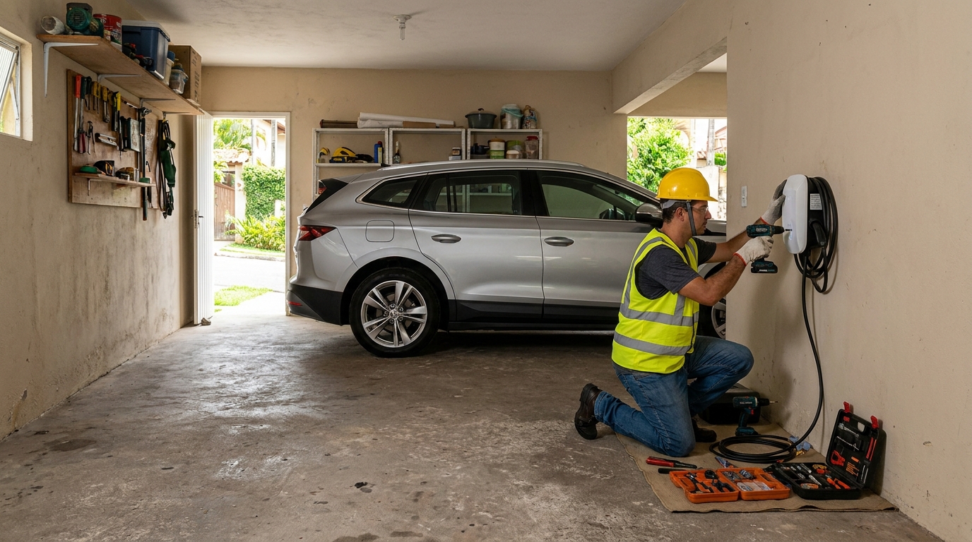 Instalacao de carregador de carro eletrico residencial em Vila Velha‑ES