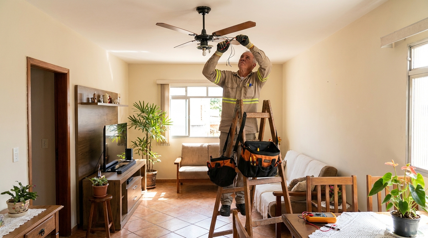 Montagem de ventilador de teto em Vila Velha‑ES